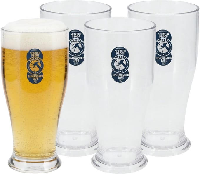 Excellent Houseware Bierglas - 4x - 520 ml - onbreekbaar kunststof
