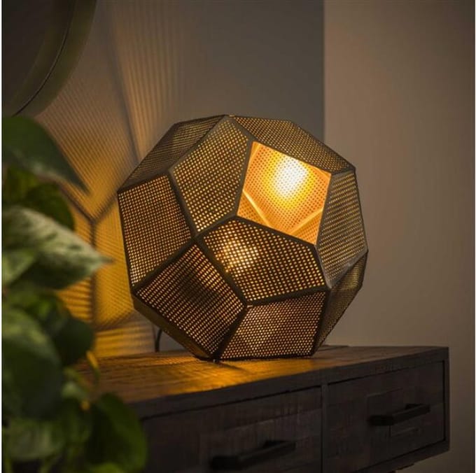 Tafellamp punched hexagon - Antiek koper finish