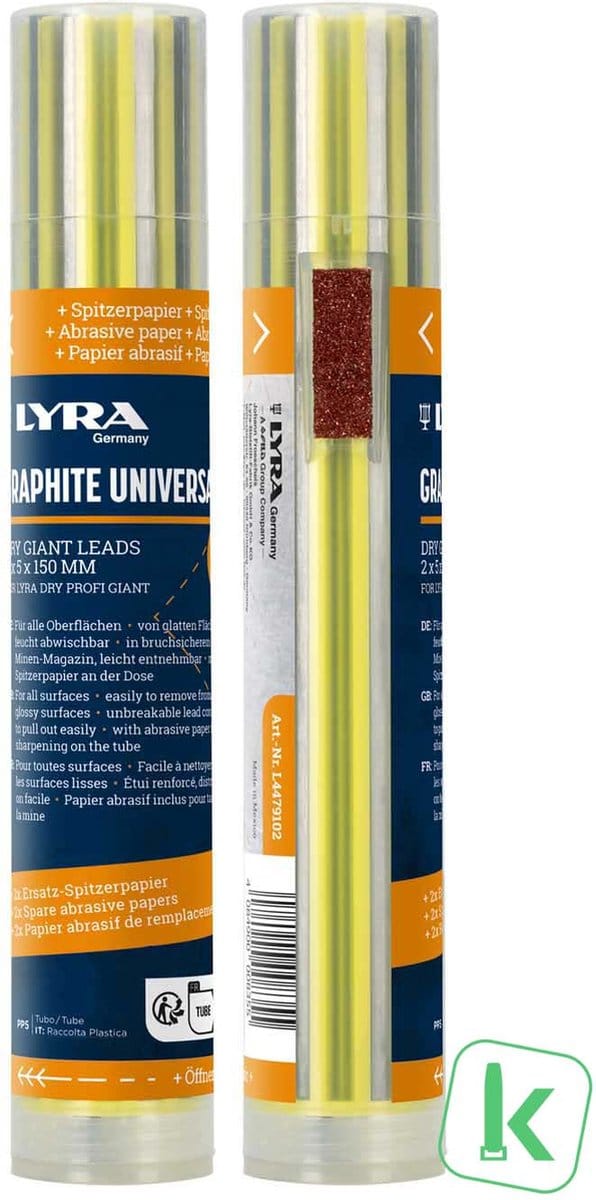 Lyra Navulling Graphite Universal Dry Giant Leads 2x5x150 mm, 12 stuks