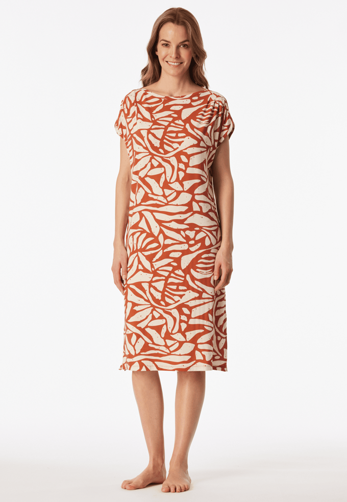 Nachthemd met korte mouwen, terracotta - Selected Premium 48