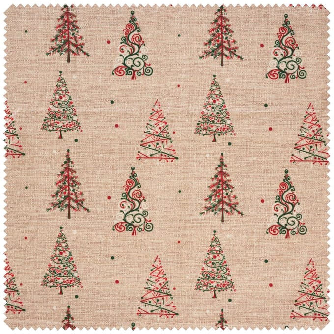 Katoenen stof "Kerstbomen", acryl gecoat