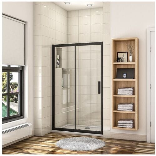 Aica 160x195 cm douchescherm,schuifdeur,douchedeur,8 mm NANO GLAS zwart,Met bufferstrook