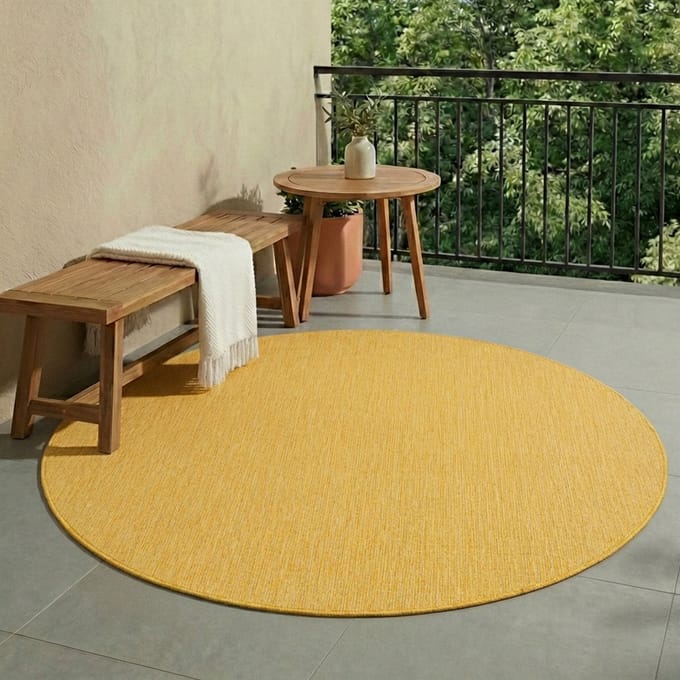 NATURL. Rond buitenkleed - Costa Okergeel | Zomerse budgettopper! - Ø 100cm