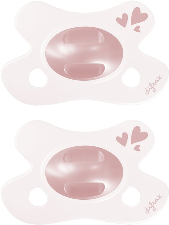 Difrax Fopspeen Natural - Newborn - Hartje - Lichtroze - 2 Stuks