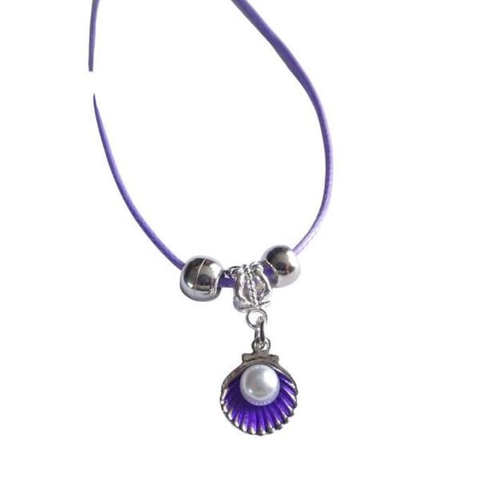 2 Love It Parelschelp LP - Ketting - Lengte: 45 cm - Leer - Paars