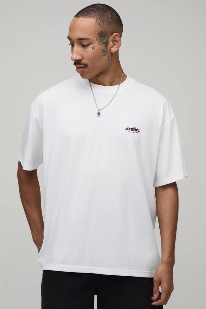 Wit Oversized T-shirt Met Bloesemprint | White | Size Small