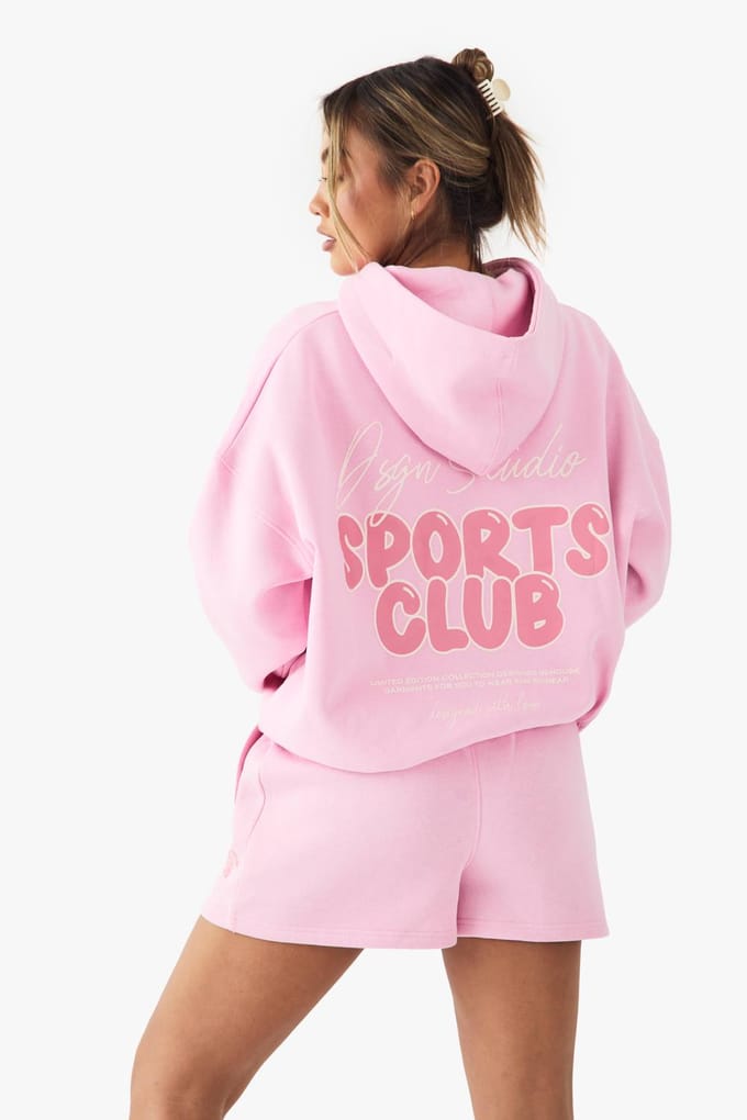 Dames Dsgn Studio Sports Club Bubble Print Sweat Short | Pink | Maat: Large