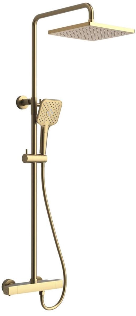 Sapho Dakar - Doucheset met thermostaat, 30x30 cm, 3 stralen, goud SZ139GB