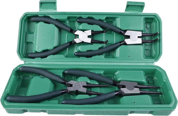 Set van 4 Lock Ring Tangen voor Veiligheids- en Snapringen met Antislip Handvatten en Elastische Ringen