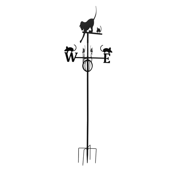 Kat Muis Windwijzer Windrichtingaanwijzer Smeedijzeren Tuinwindwijzer voor Binnenplaatsdecoratie black