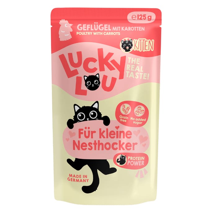 16x 125g Lucky Lou Lifestage Kitten Gevogelte Kattenvoer Nat