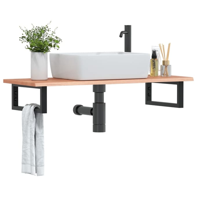 vidaXL - Badkamer - wandschap - staal - en - massief - eikenhout