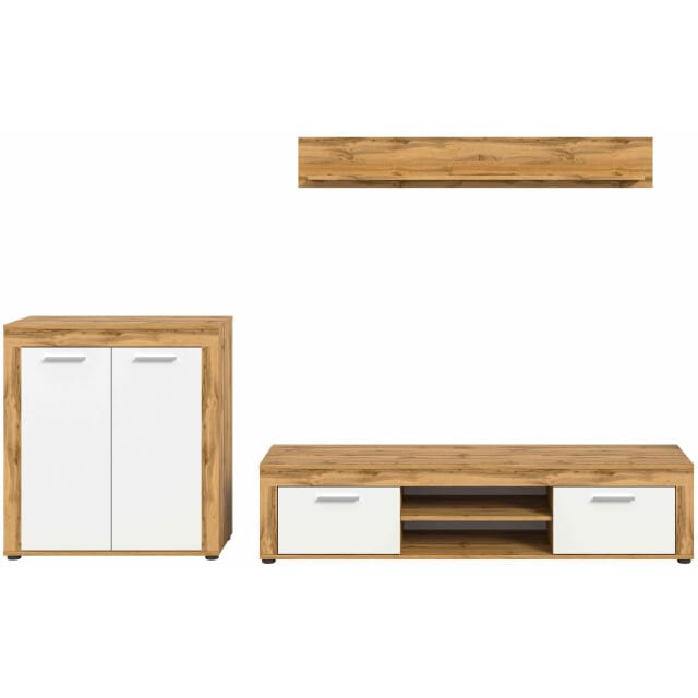 Jam woonkamercombinatie wit melamine Wotan eiken NB - 35x255x159cm