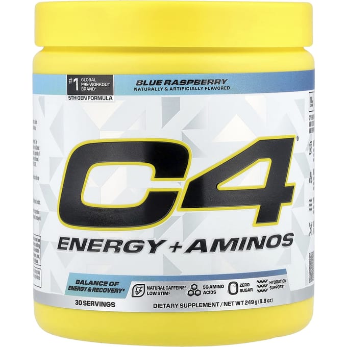 C4 / Cellucor, C4® Energy + Aminozuren, Blauwe Framboos, 250 g (249 g)