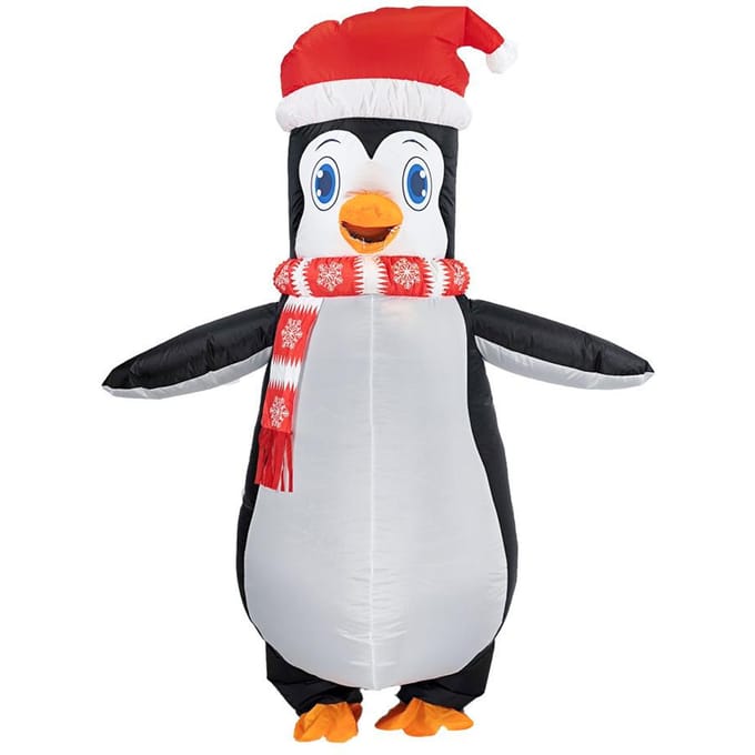 Pinguïn opblaaspak met sjaal, volwassenen 150-190cm zwart