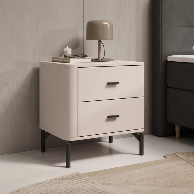 Meubella - Sorello - Nachtkastje - Beige - 52x40x56 cm