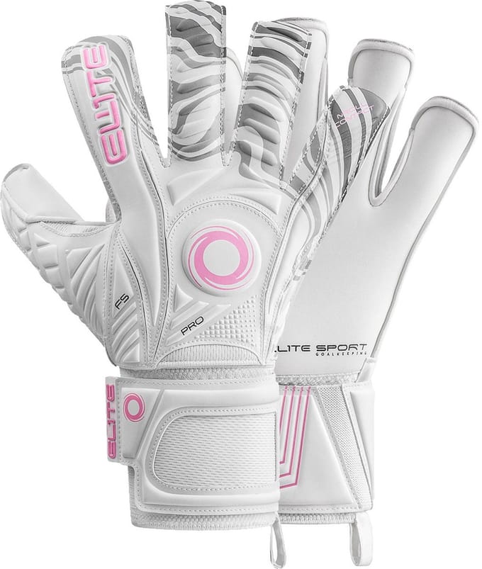 Elite Sport Fluir Keepershandschoenen - Wit / Roze | Maat: 5