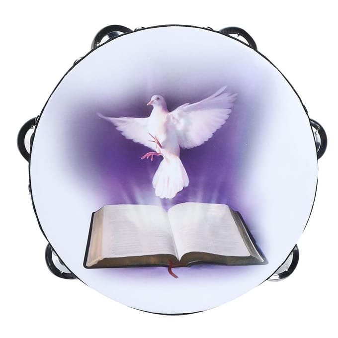 Tamboerijn Dubbele Rij Metalen Jingle Handpercussie voor Kerk Feest 20cm 20cm/7.9in gray