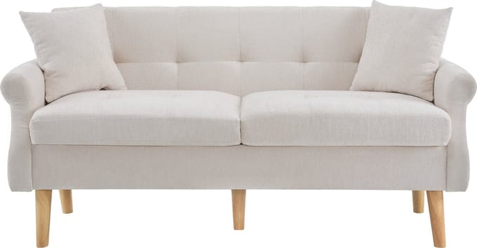 Gutent Sofa, Modern Ontwerp, Chenille stof, dubbele bank met dikke kussens, Beige