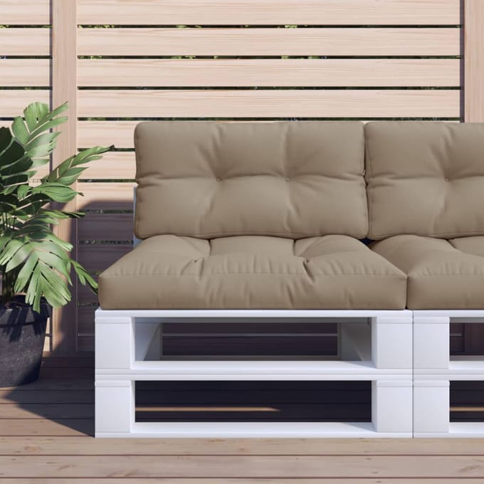 vidaXL - Palletkussen - 80x40x12 - cm - stof - taupe