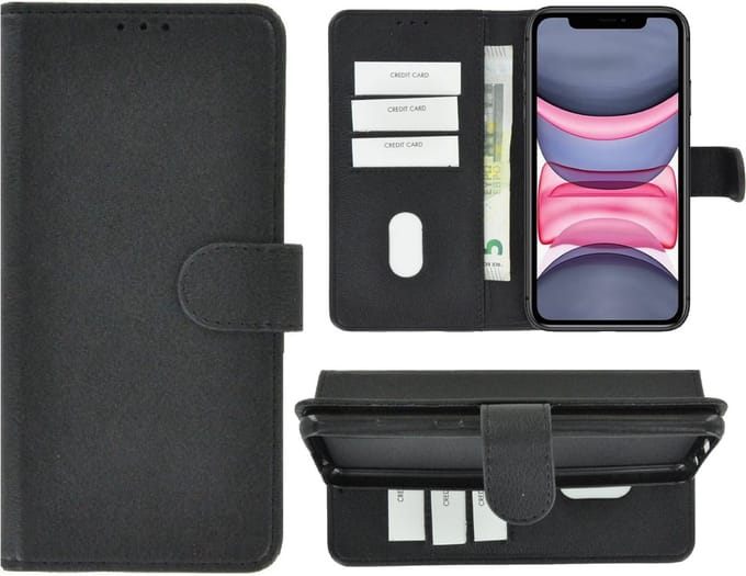 Hoesje Geschikt voor iPhone 11 Pro Max - iPhone 11 Pro Max Book Case Wallet Zwart Cover