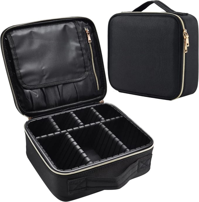 Zwarte make-uptas met opbergstructuur en handgreep - Compacte organizer voor make-up