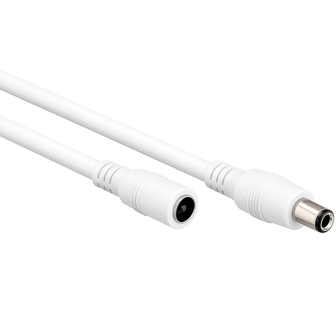 DC verlengkabel | 5,5 x 2,1mm | max. 140W | AWG20 | wit | 1,5 meter