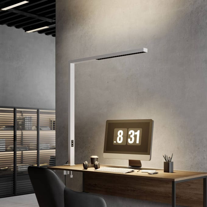 Arcchio LED klemlamp Jolinda, wit, metaal, dimbaar