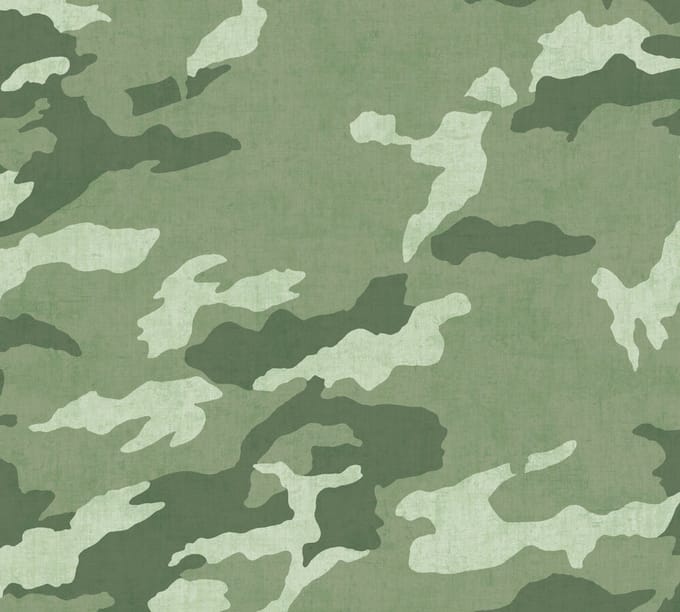 STOER CAMOUFLAGE BEHANG | Legerkamer - Groen - A.S. Création Lilly & Luis