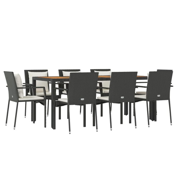 vidaXL - 9-delige - Tuinset - poly - rattan - zwart