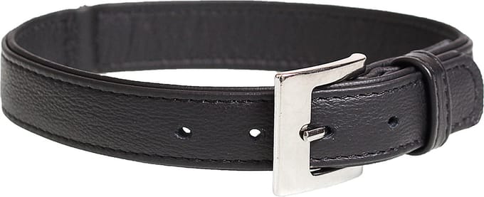 Popular leder halsband Zwart 46-54cm/32mm