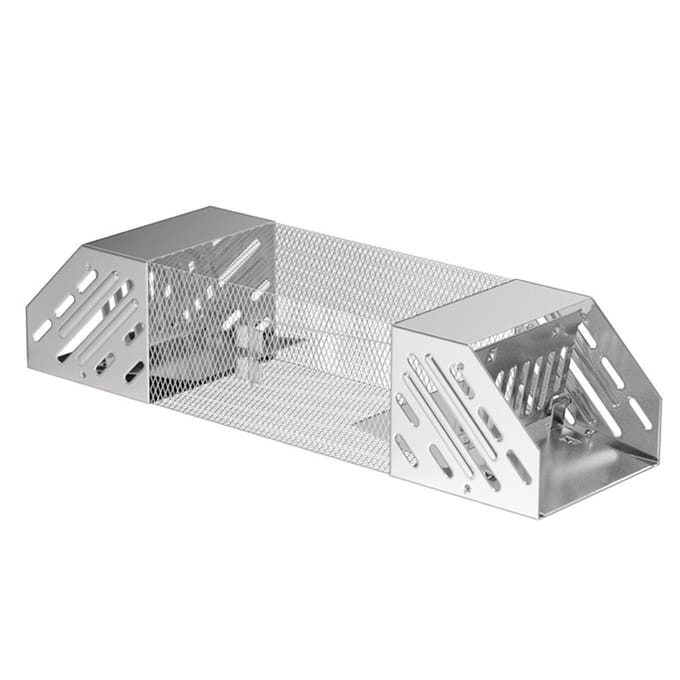 Cage de Capture Souris Acier Inoxydable Entièrement Automatique Conception Double Porte Cage Piège à Souris Sensible pour Intérieur white