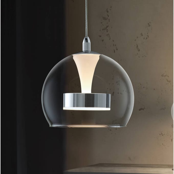 Trio Lighting LED hanglamp Flynt, Ø 20 cm, chroomkleurig, metaal/glas, CCT