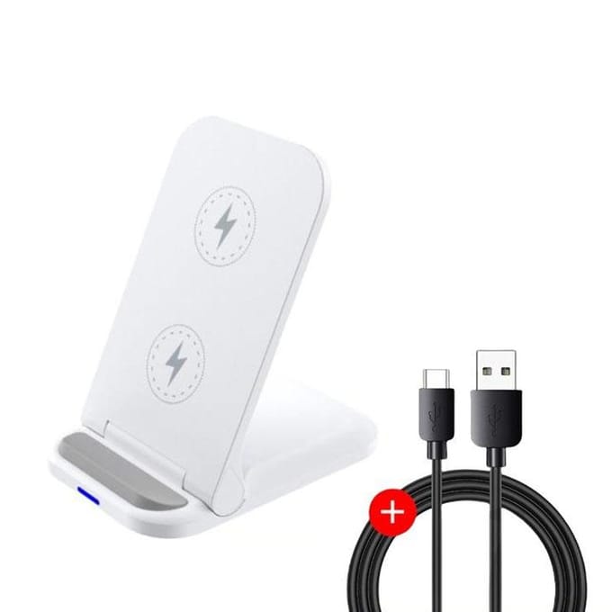 Support de chargeur sans fil Qi 30W, Station de charge rapide pour iPhone 13 12 11 Pro Max XR Samsung S20 blanc