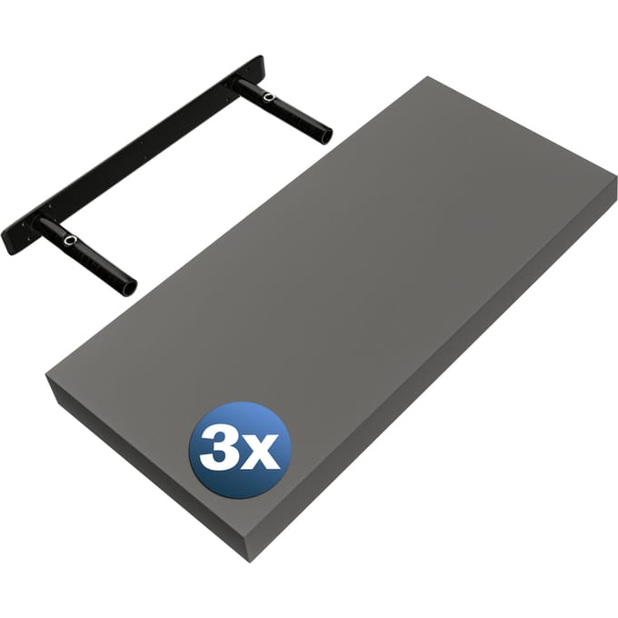 Wandplank Zwevend 3 Stuks Grijs MDF 50x23x3,8cm