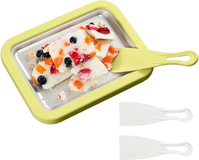 Gerolde IJs Bak - Yoghurtmaker Dessert - Zelf IJs Maken - Dubbele Spatel - 22x17 cm - Groen
