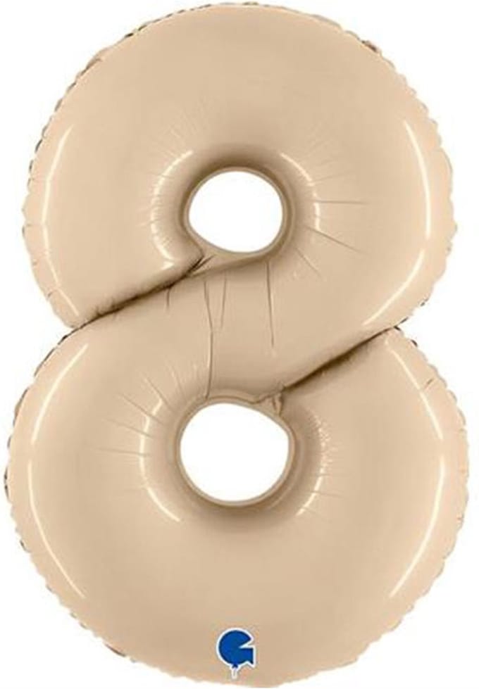 Folieballon Cijfer 8 Satin Cream - 100 cm