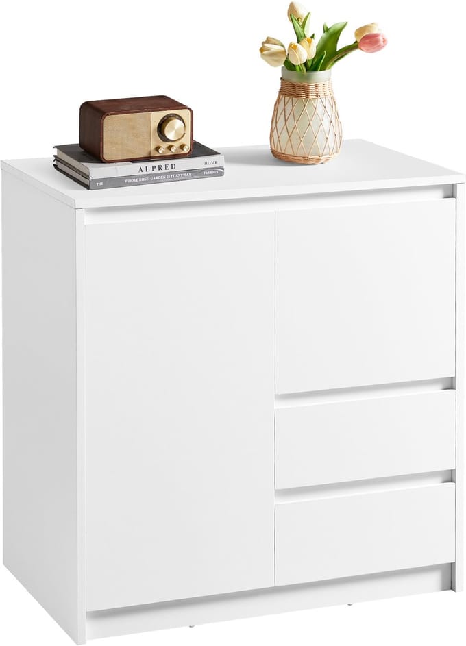 VASAGLE - Opbergkast - Met Deuren - 2 Lades - Verstelbare Plank - Modern Design