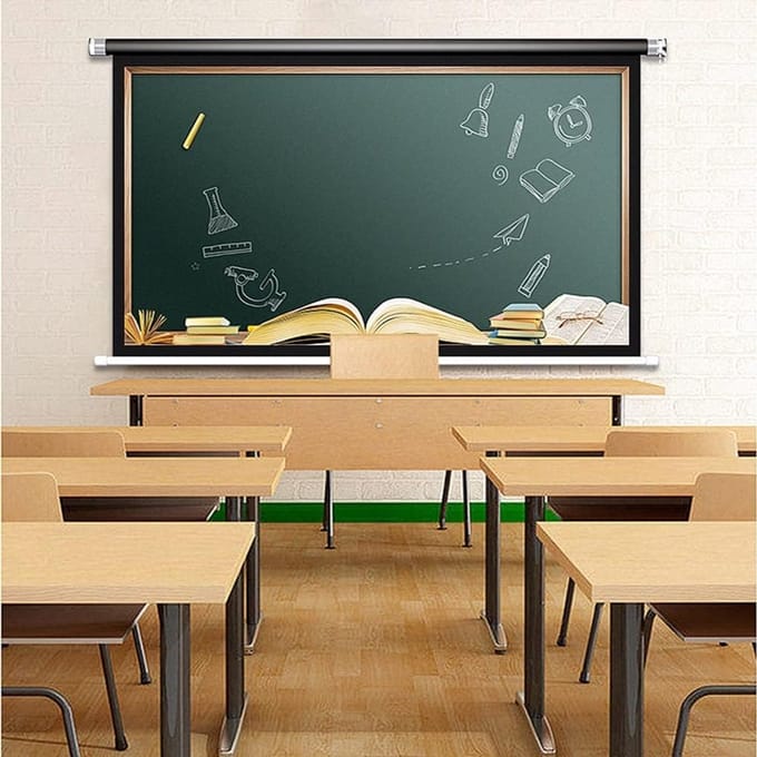 Projectiescherm - Filmscherm oprolbaar - Thuisbioscoop presentatie - Handmatig oprolbaar - 60 inch - Wit