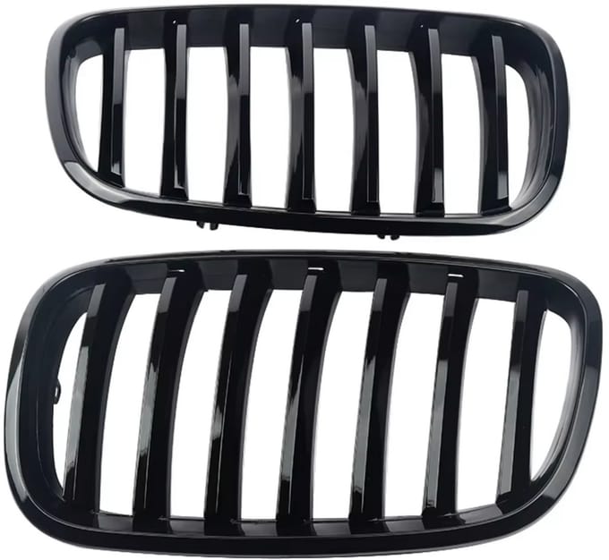Voorbumper grille Iron - Voor BMW X5/X6 E70/E71 (2007-2013)- Glanzend Zwart - Auto accessoires