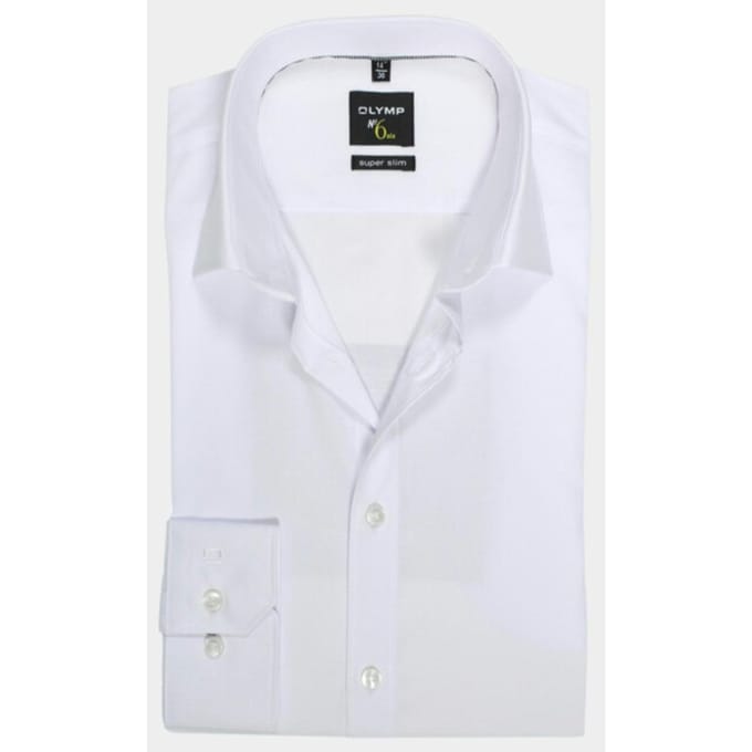 OLYMP No. Six super slim fit overhemd - wit - Strijkvriendelijk - Boordmaat: 36