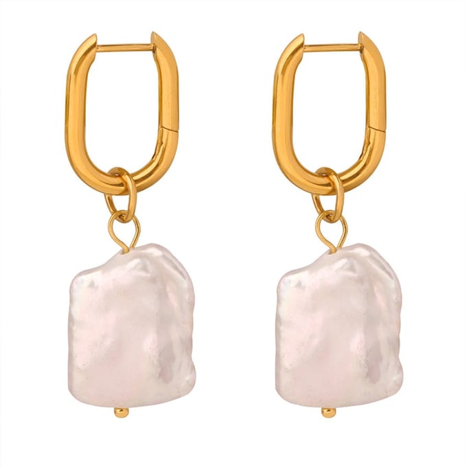 Statement Oorringen met Barok Parels | Stainless Steel Goud