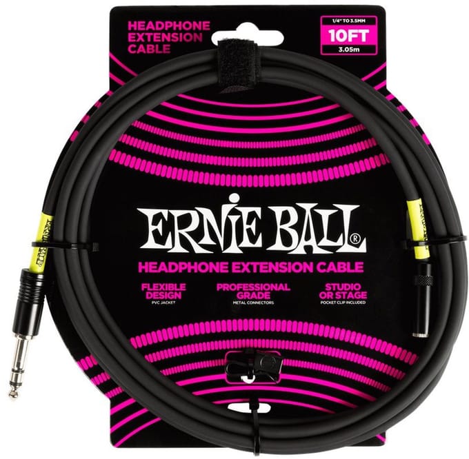 Ernie Ball 6422 Hoofdtelefoon Verlengkabel 3 Meter Jack 6.35mm naar 3.5mm