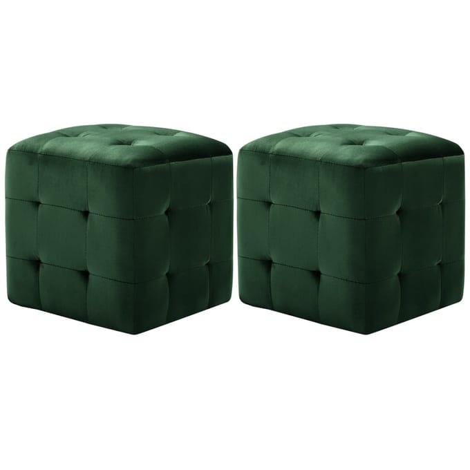 vidaXL - Poef - 2 - st - 30x30x30 - cm - fluweel - groen