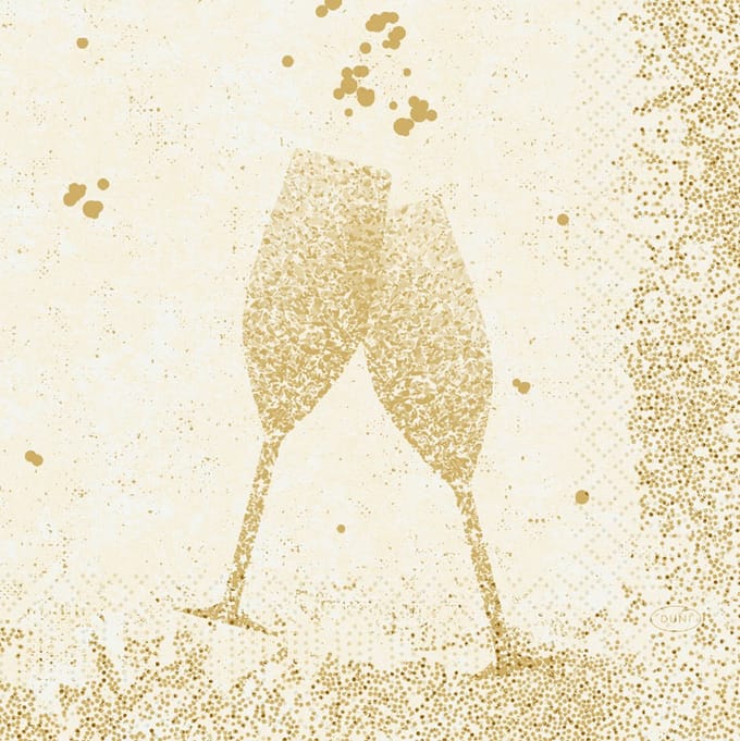 Duni servetten - goud/creme - 50 stuks - 33*33 cm - champagne glas