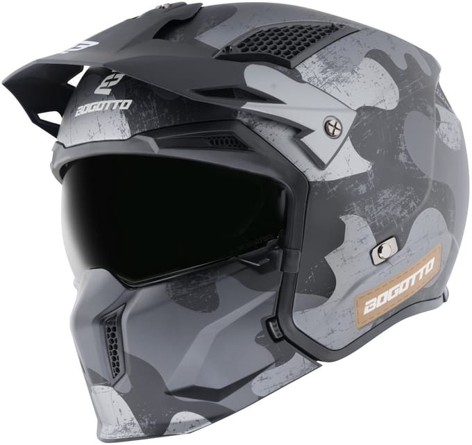 Bogotto Radic Camo 22.06 Mat Zwart Motorhelm - Helm