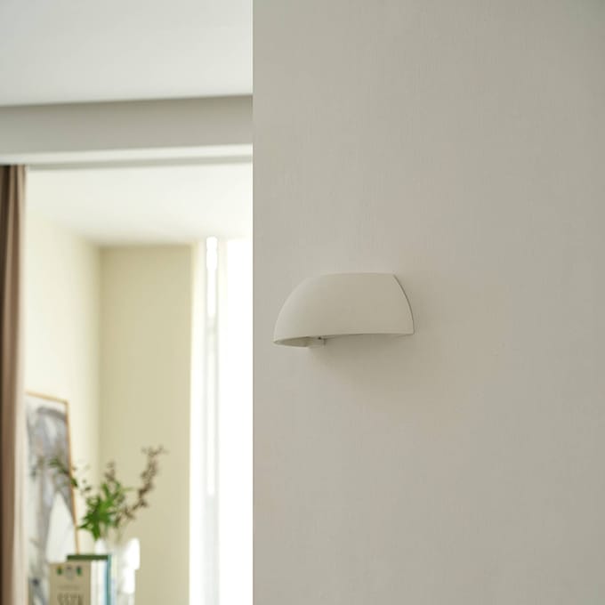 Lindby - Wandlamp - 1licht - Gips, metaal, glas - H: 9 cm - E14 - wit