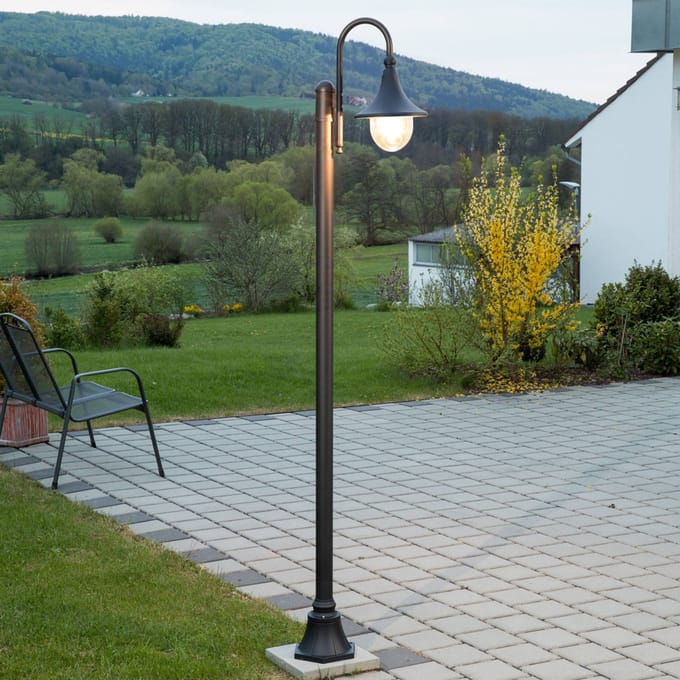 Lindby buitenlamp Daphne, 220 cm, zwart, E27, IP44