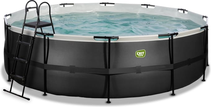 EXIT Black Leather Frame Zwembad ø488 - Opzetzwembad - met Zandfilterpomp - Rond - Zwart