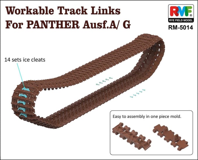 Rye Field Model Modelbouwpakket Militaire voertuigen - 5014 Workable Track Links for Panther Ausf. A/G Plastic - 1:35 - Modelbouw